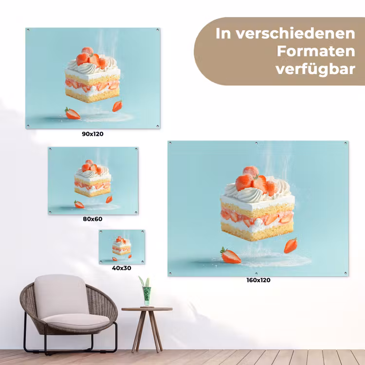 Slagroom - Taart - Blauw - Eten tuinposter los doek klein -Xsfeer9_DE