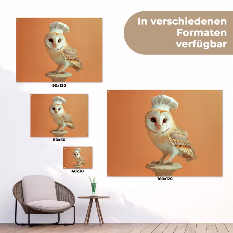 Kerkuil - Koksmuts - Oranje - Vogel tuinposter los doek klein -Xsfeer9_DE