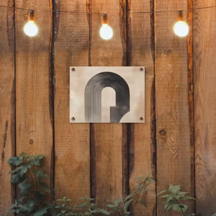 Boog - Strepen - Minimalistisch - Zwart tuinposter los doek klein -sfeer1