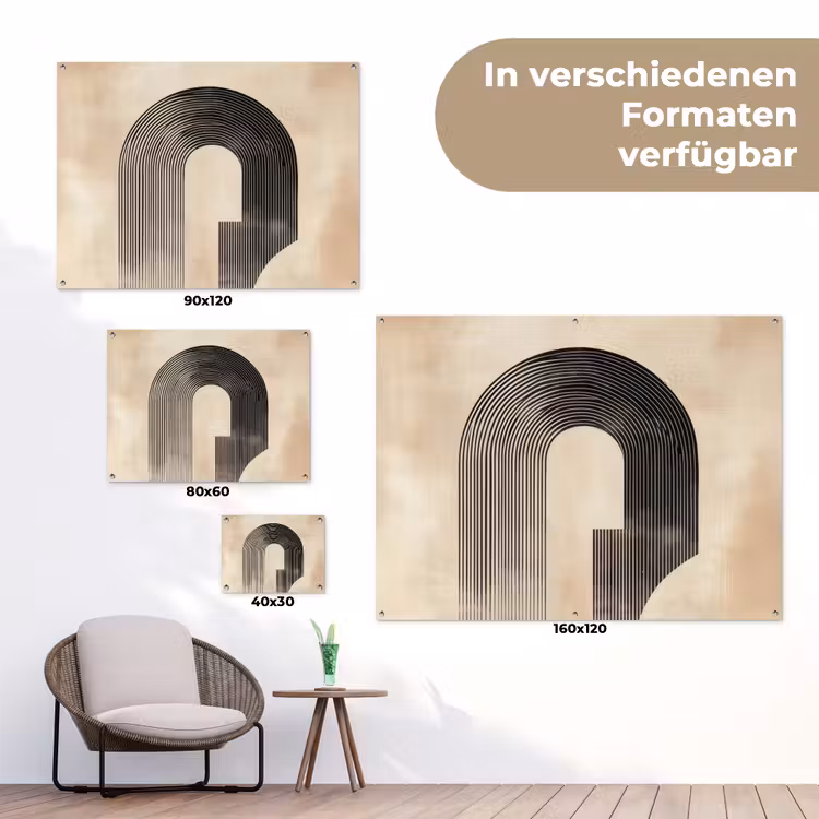 Boog - Strepen - Minimalistisch - Zwart tuinposter los doek klein -Xsfeer9_DE