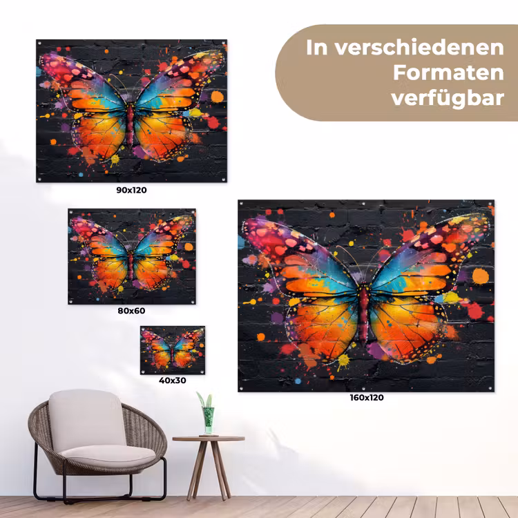Vlinder van Kleuren tuinposter los doek klein -Xsfeer9_DE