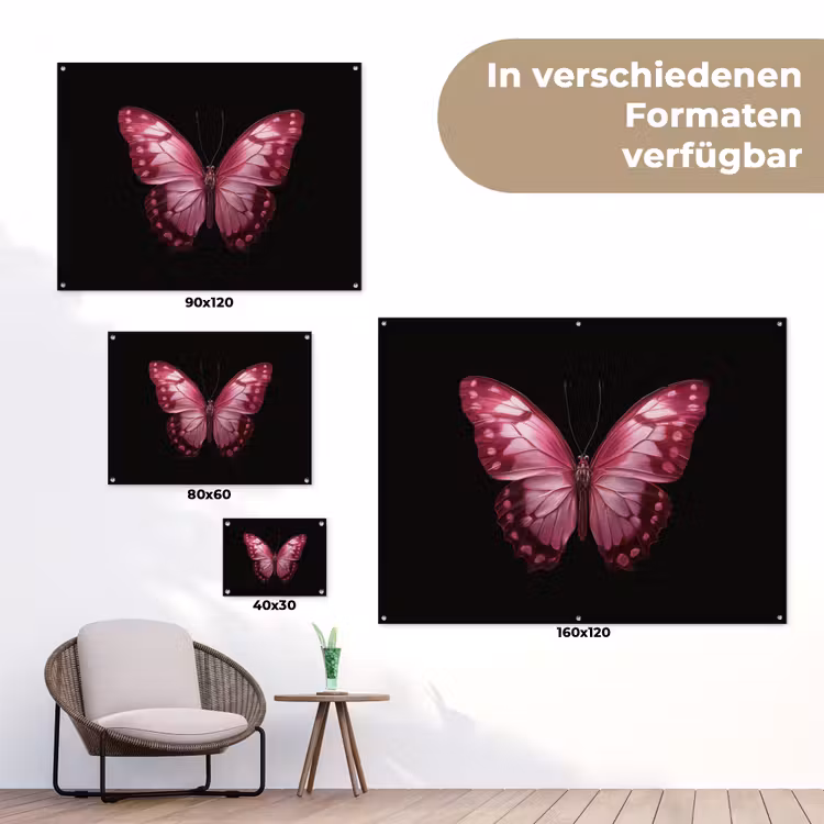 Vlinder - Fuchsia - Grafisch tuinposter los doek klein -Xsfeer9_DE