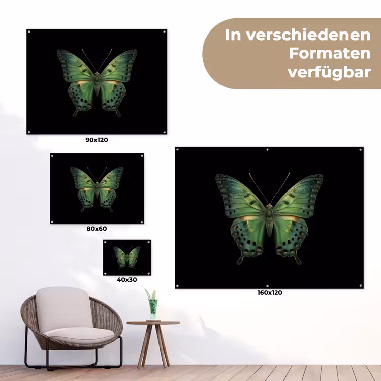 Vlinder - Groen - Diepte tuinposter los doek klein -Xsfeer9_DE