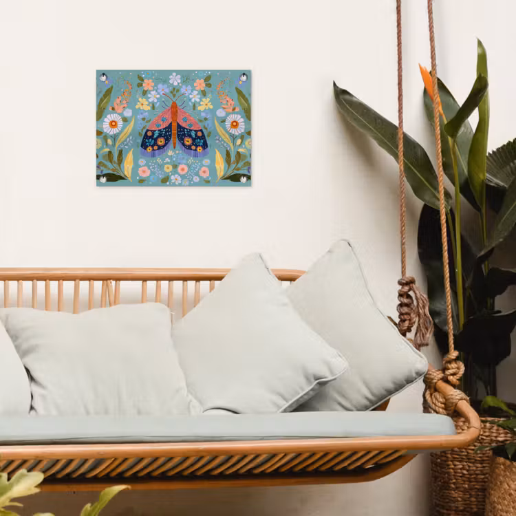 Vlinder - Sierlijk - Bloemen - Bladeren tuinposter los doek klein -sfeer7