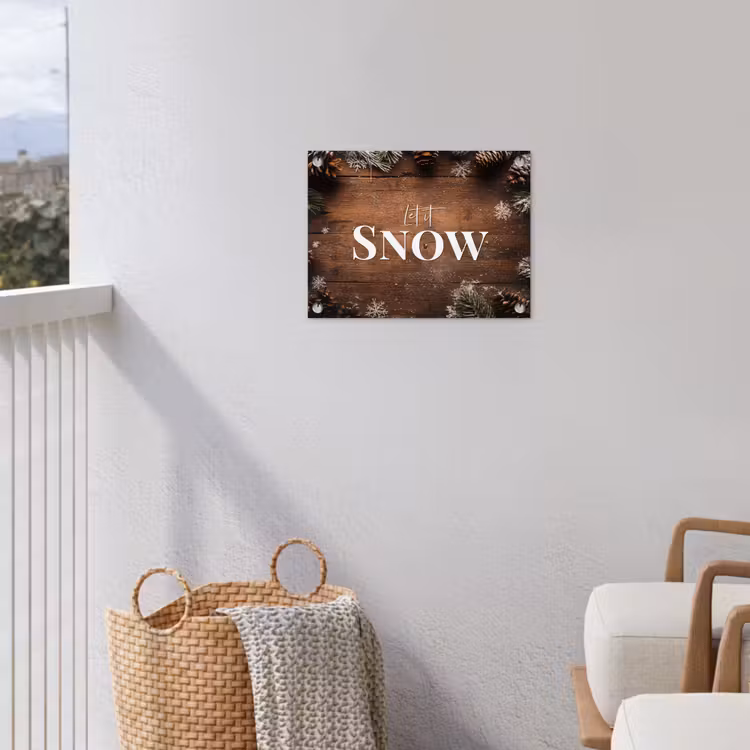 Sneeuw - Houtlook - Quote - Let it snow tuinposter los doek klein -sfeer8