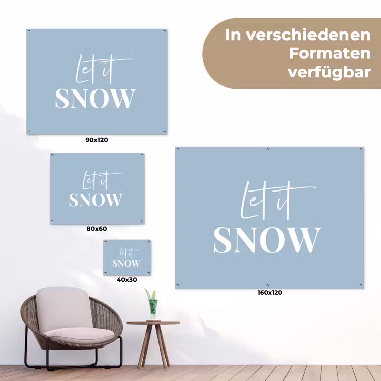 Sneeuw - Winter - Blauw - Let it snow tuinposter los doek klein -Xsfeer9_DE