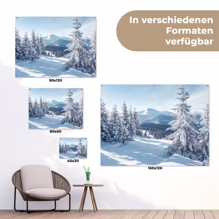 Sneeuw - Winter - Landschap - Bergen tuinposter los doek klein -Xsfeer9_DE