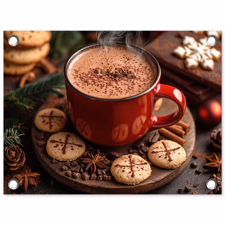 Chocolademelk - Mok - Winter - Kerst - Gezelligheid tuinposter los doek klein -3d