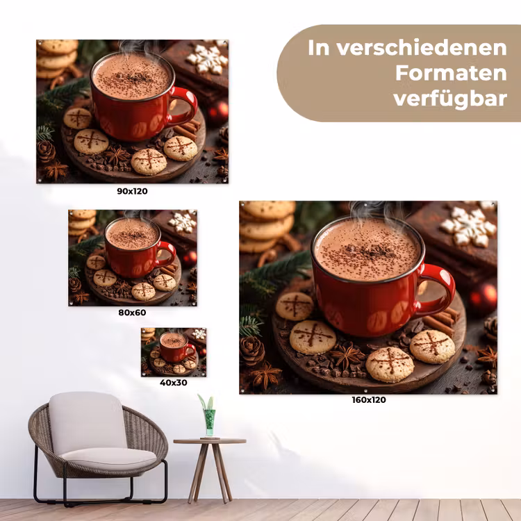 Chocolademelk - Mok - Winter - Kerst - Gezelligheid tuinposter los doek klein -Xsfeer9_DE