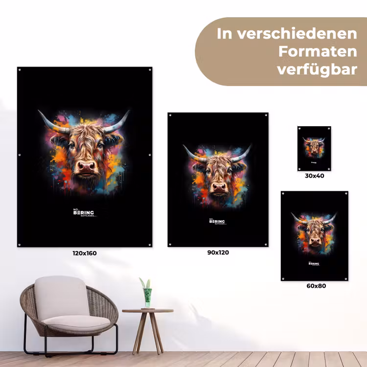 Schotse hooglander als graffiti art tuinposter los doek klein -Xsfeer9_DE