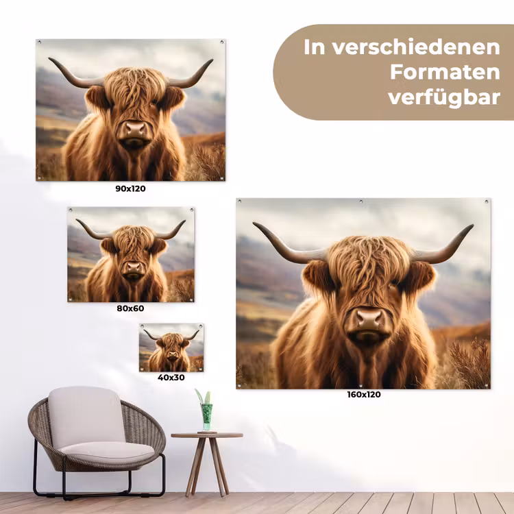 Schotse hooglander - Landschap - Dier tuinposter los doek klein -Xsfeer9_DE