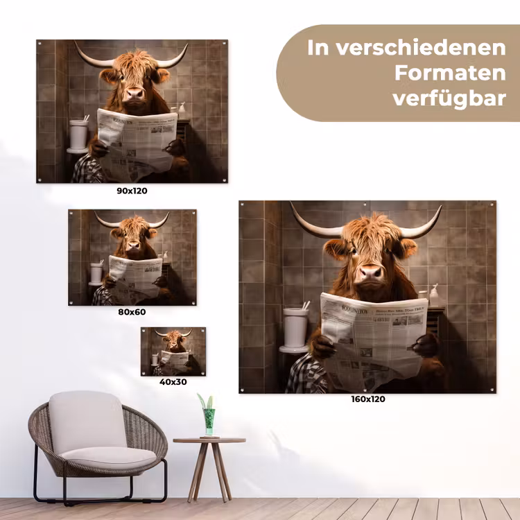Schotse hooglander - Krant - Toilet tuinposter los doek klein -Xsfeer9_DE
