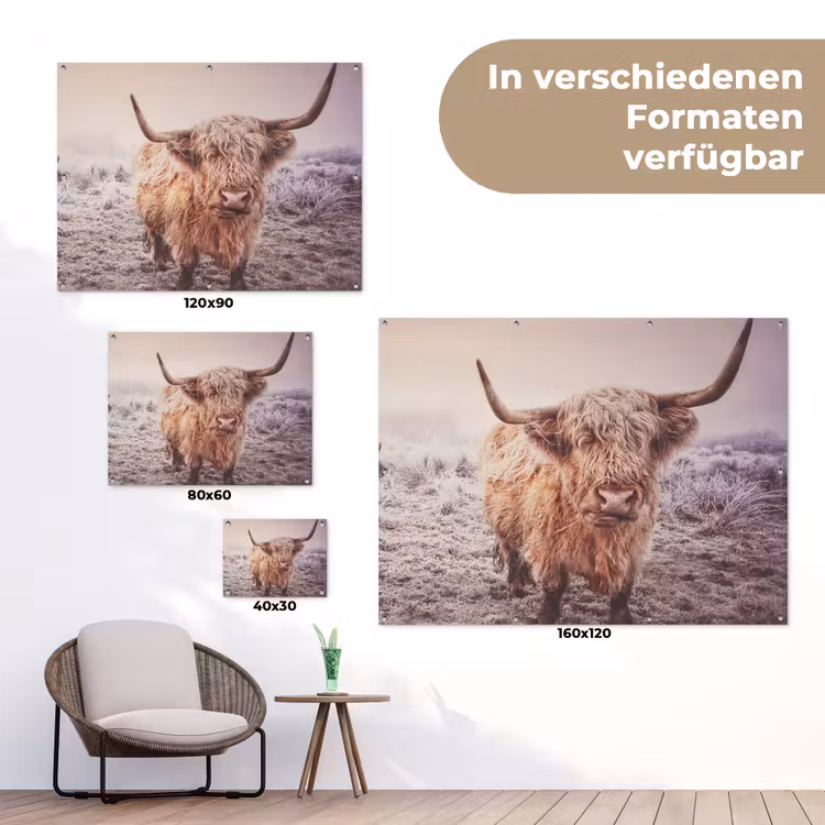 Schotse hooglanders - Licht - Lucht - Natuur tuinposter los doek klein -Xsfeer9_DE