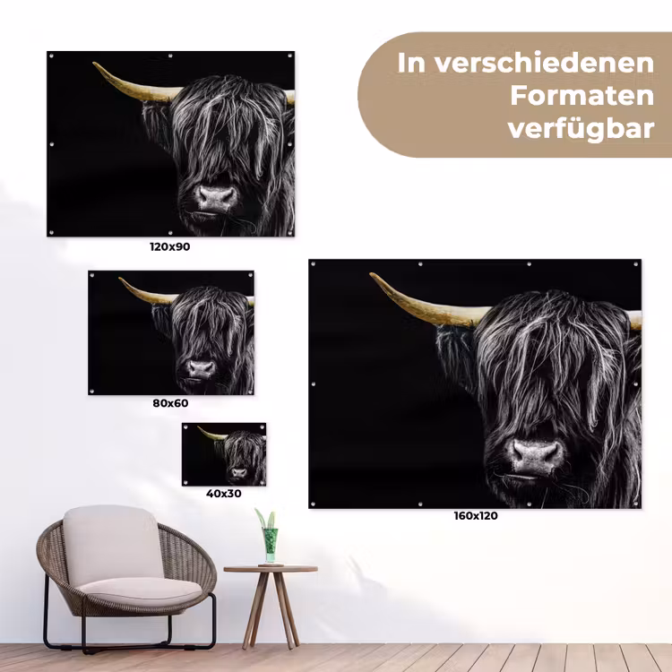 Schotse hooglander - Goud - Vacht - Dieren - Koe tuinposter los doek klein -Xsfeer9_DE