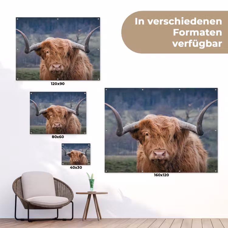 Schotse Hooglander - Koeienkop - Landschap - Natuur - Koe tuinposter los doek klein -Xsfeer9_DE