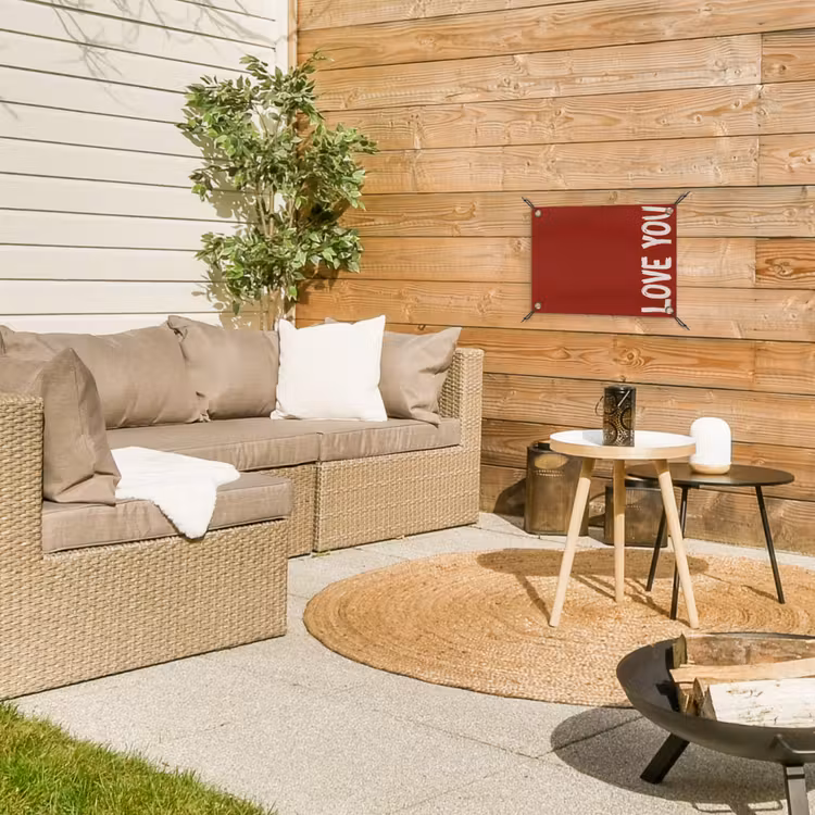 Schuin - Loveyou - Rood tuinposter los doek klein -sfeer4