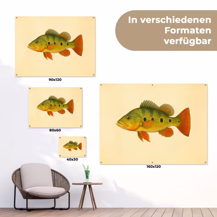 Schubben - Vis - Groen - Illustratie tuinposter los doek klein -Xsfeer9_DE