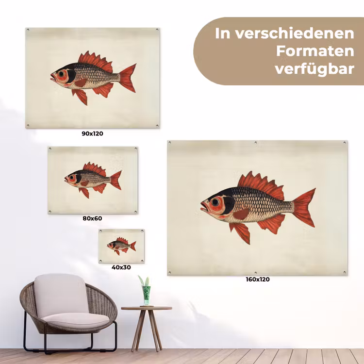 Schubben - Rood - Vis - Vinnen tuinposter los doek klein -Xsfeer9_DE