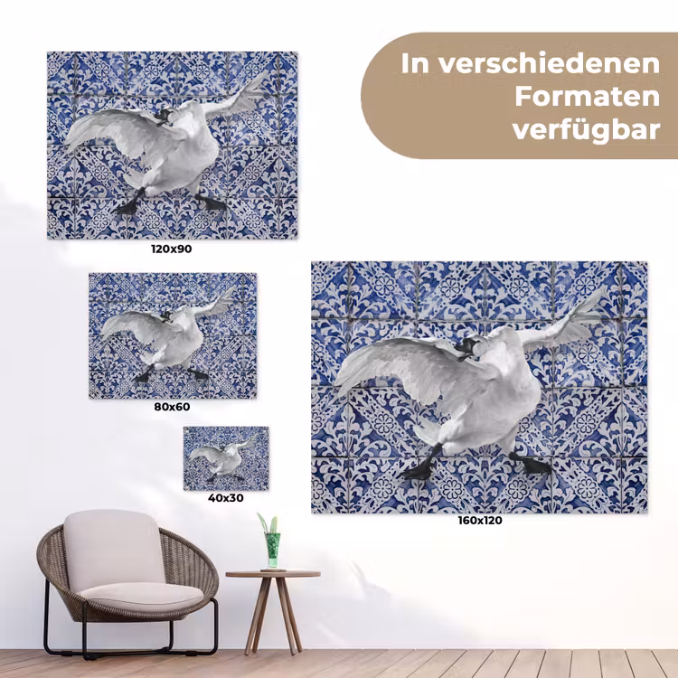Zwaan - Kunst - Delfts blauw - Schilderij - Oude meesters tuinposter los doek klein -Xsfeer9_DE