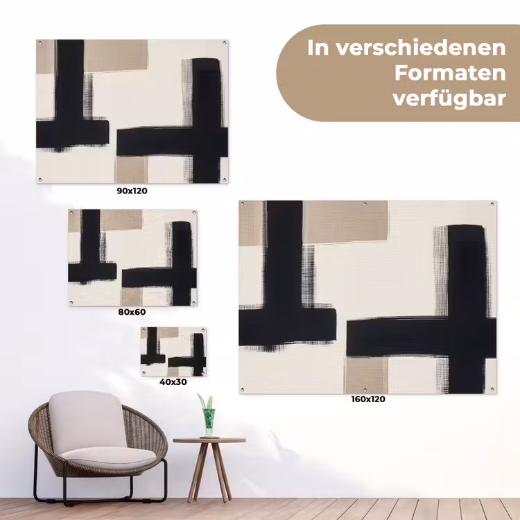 Zwart - Abstract - Japandi tuinposter los doek klein -Xsfeer9_DE