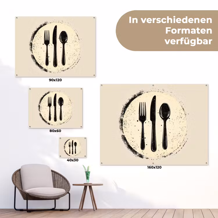 Zwart - Bestek - Rondje tuinposter los doek klein -Xsfeer9_DE