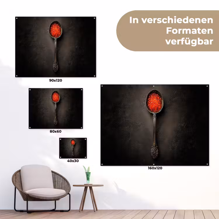 Zwart - Lepel - Caviar tuinposter los doek klein -Xsfeer9_DE
