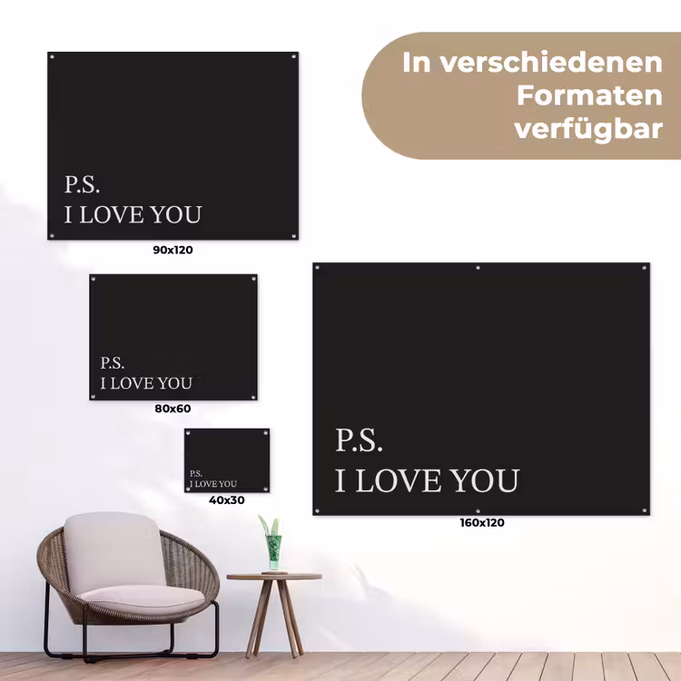 Zwart - Minimalistisch - Valentijn tuinposter los doek klein -Xsfeer9_DE