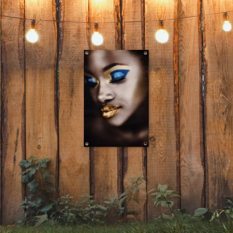 Black and Gold - Vrouw - Make up tuinposter los doek klein -sfeer1