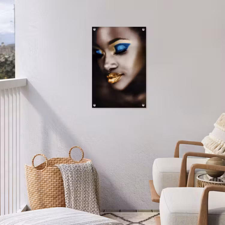Black and Gold - Vrouw - Make up tuinposter los doek klein -sfeer8