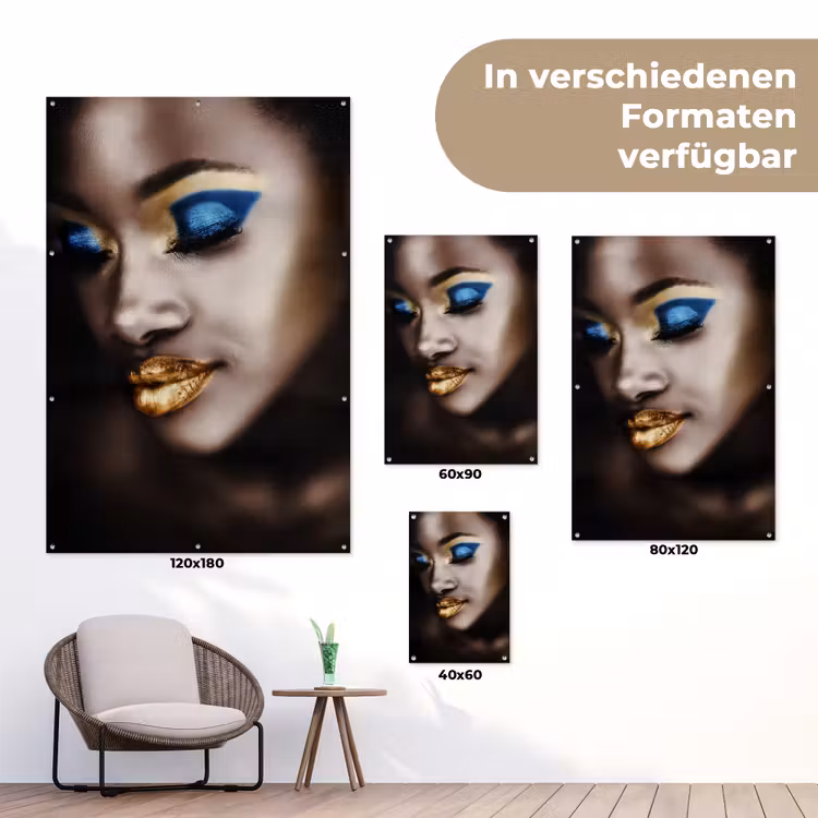 Black and Gold - Vrouw - Make up tuinposter los doek klein -Xsfeer9_DE