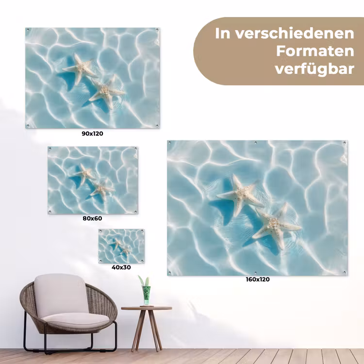 Zeesterren - Golvend water - Rustgevend tuinposter los doek klein -Xsfeer9_DE