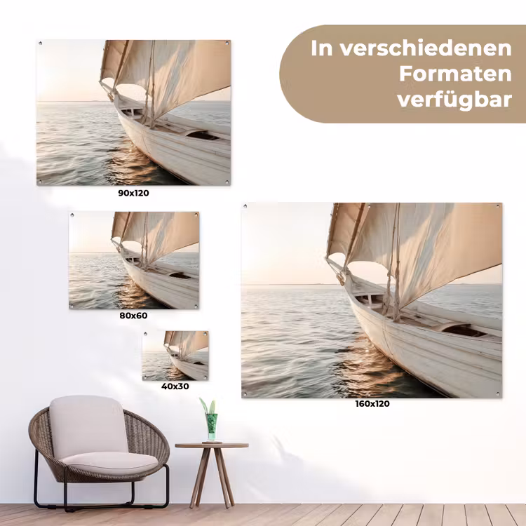 Zeilboot - Zee - Beige - Zon tuinposter los doek klein -Xsfeer9_DE