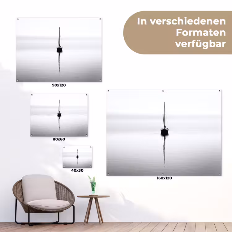 Zeilboot - Zwart - Water - Silhouet tuinposter los doek klein -Xsfeer9_DE