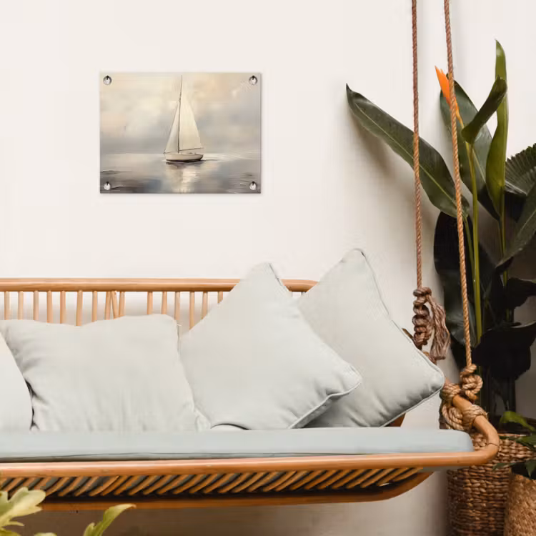 Zeilschip - Zee - Bewolkt tuinposter los doek klein -sfeer7