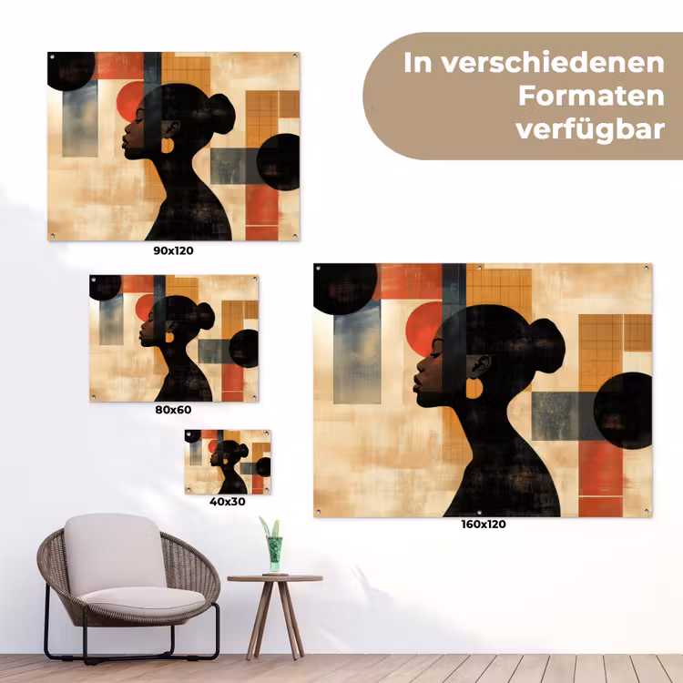 Zijaanzicht - Vrouw - Vormen tuinposter los doek klein -Xsfeer9_DE