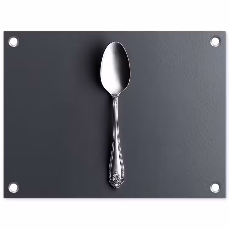 Zilver - Metaal - Lepel tuinposter los doek klein -3d