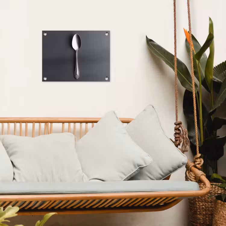 Zilver - Metaal - Lepel tuinposter los doek klein -sfeer7