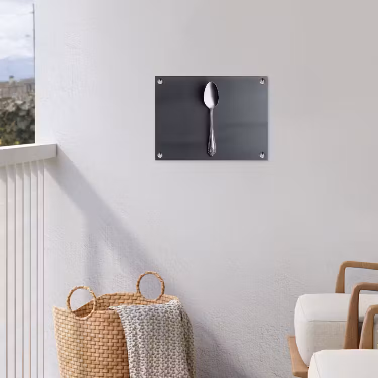 Zilver - Metaal - Lepel tuinposter los doek klein -sfeer8