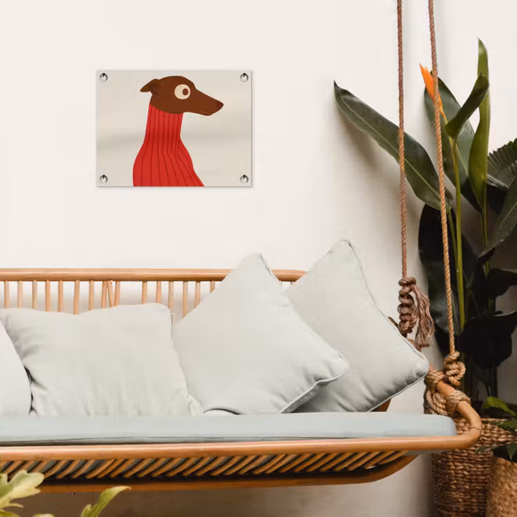 Silhouet - Hond - Trui - Rood tuinposter los doek klein -sfeer7