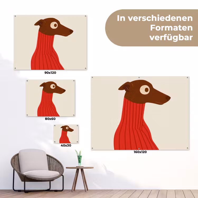 Silhouet - Hond - Trui - Rood tuinposter los doek klein -Xsfeer9_DE