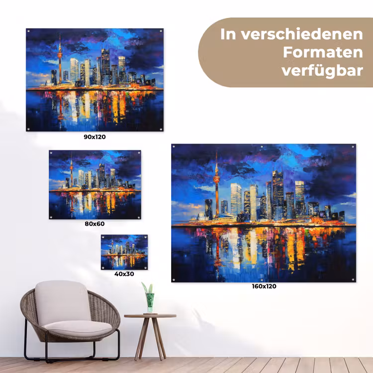 Skyline Toronto - Modern - Stadslicht - Blauw tuinposter los doek klein -Xsfeer9_DE