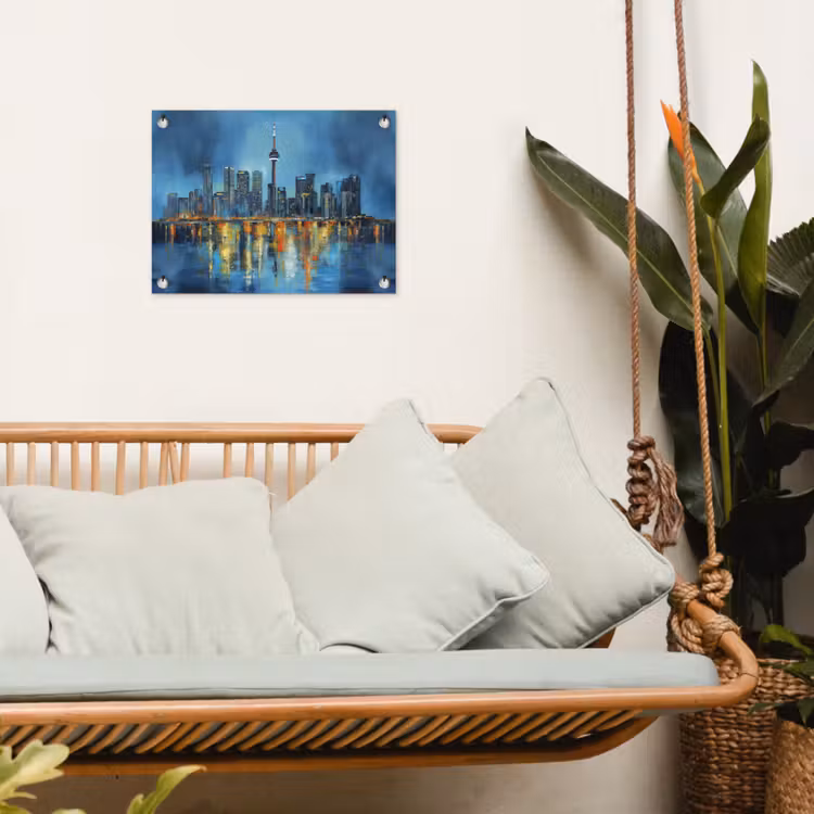 Skyline Toronto - Water - Stadslichten - Toren tuinposter los doek klein -sfeer7
