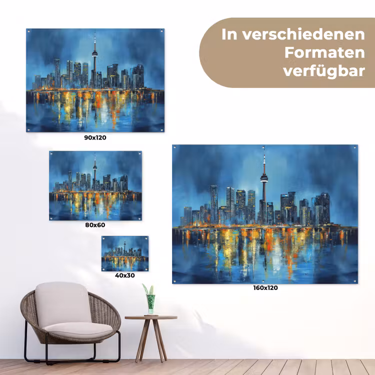 Skyline Toronto - Water - Stadslichten - Toren tuinposter los doek klein -Xsfeer9_DE