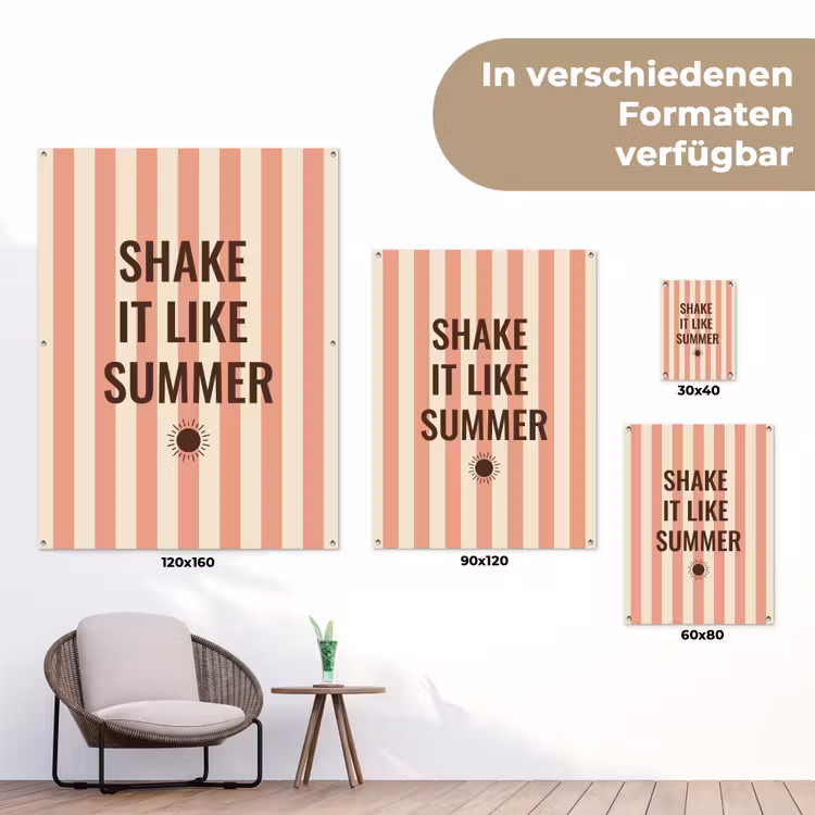 Zomer - Quote - Strepen tuinposter los doek klein -Xsfeer9_DE