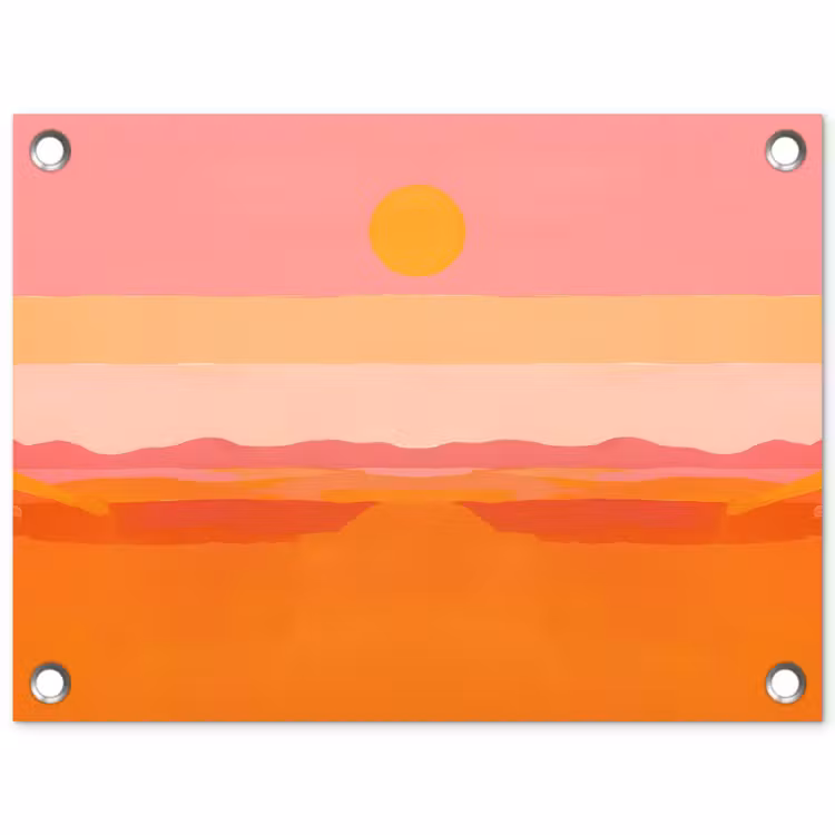 Zon - Abstract - Landschap - Oranje tuinposter los doek klein -3d