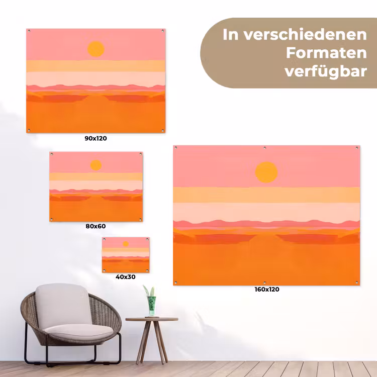 Zon - Abstract - Landschap - Oranje tuinposter los doek klein -Xsfeer9_DE