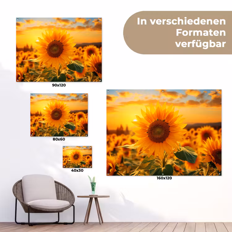 Zonnebloem in de avondzon tuinposter los doek klein -Xsfeer9_DE