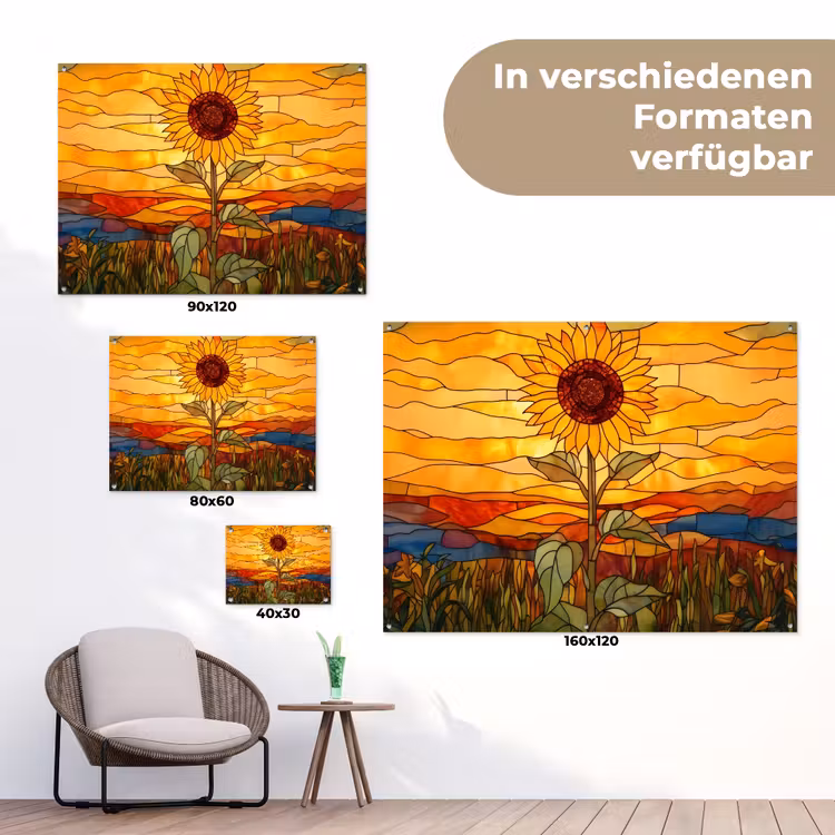 Zonnebloem - Mozaïek - Zonsondergang - Geel tuinposter los doek klein -Xsfeer9_DE