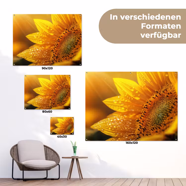 Zonnebloem - Dauwdruppels - Geel - Zonlicht tuinposter los doek klein -Xsfeer9_DE