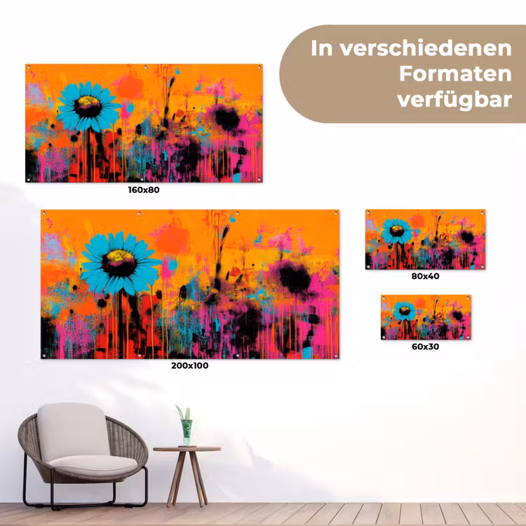 Zonnebloemen - Abstract - Oranje tuinposter los doek klein -Xsfeer9_DE